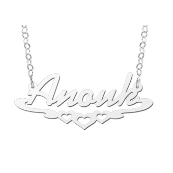 Zilveren naamketting Anouk