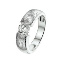 Zilveren ring met vingerafdruk en 5mm zirkonia