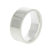 Zilveren ring met vingerafdruk in vak