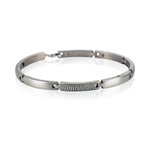 Zilveren schakel armband met vingerafdruk