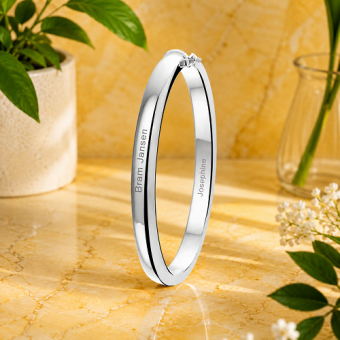 Zilveren scharnierarmband 6 mm met gravure