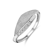 Zilveren vingerafdruk ring met Zirkonia stenen