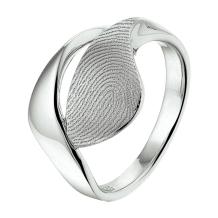 Zilveren vingerafdruk ring twisted touch