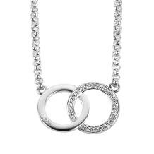 Hanger met twee cirkels zirkonia's en gravure zilver