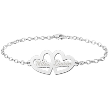 Zilveren armband met twee hartjes en namen Names4ever