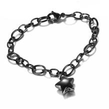 Zwarte RVS as armband met ster bedel en schroefdopje
