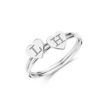 Zilveren letter ring met hartje zegel Names4ever  2 ringen Zilveren letter ring met hartje zegel Names4ever  2 ringen