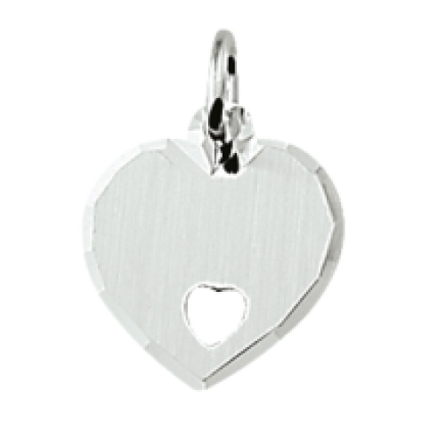 Kleine zilveren hart hanger met uitgesneden hartje