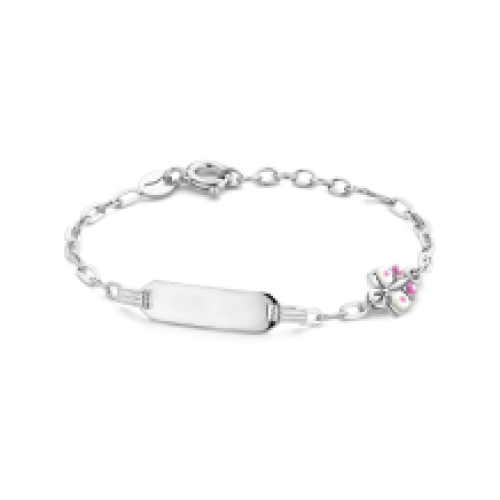 Zilveren kinderarmband met vlinder wit