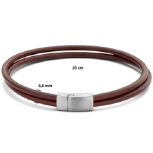 Bruin lederen armband met dubbele band