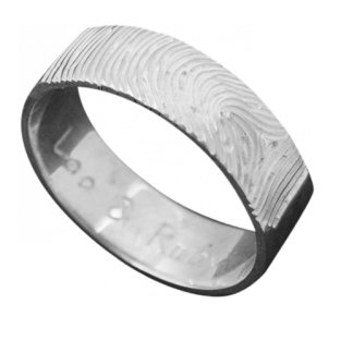 Set zilveren ringen met vingerafdruk lasergravure