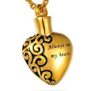 RVS ashanger hart goudkleurig