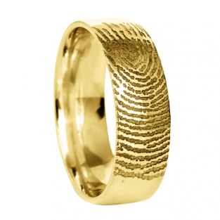 Geelgouden herenring met vingerafdruk