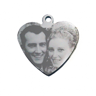 Ketting met foto hanger hart 26x27mm
