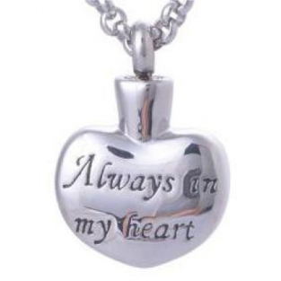 RVS ashanger hart Always in mij heart met pootje