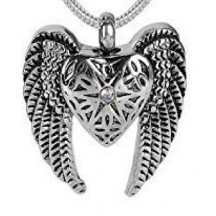 RVS ashanger engelenvleugels met hart en steentje