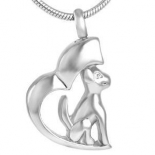 RVS ashanger half hart hond