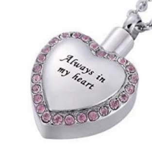 RVS ashanger hart Always in my heart roze steentjes