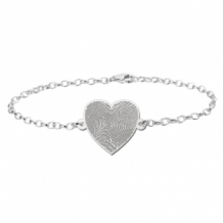 Schakel armband met vingerafdruk op hartje
