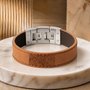 Bruine Dacaya Rebel Edge armband met vingerafdruk