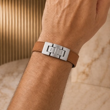Bruine Dacaya Rebel Edge armband met vingerafdruk