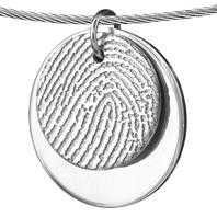 Zilveren dubbele ronde hanger met vingerafdruk