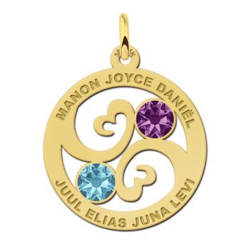 Familie hanger met steentjes van goud