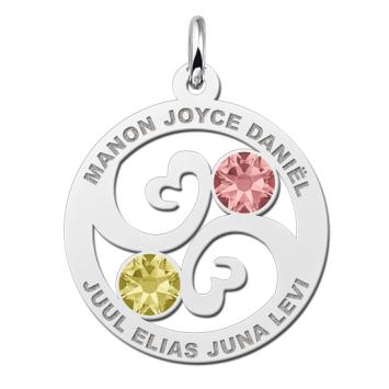 Familie hanger met steentjes van zilver