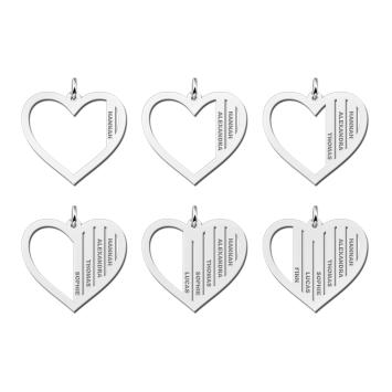 Zilveren familiehanger hart en namen