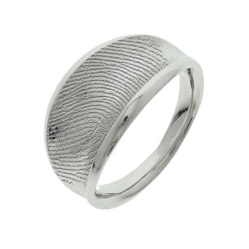 Gebogen zilveren vingerafdruk ring