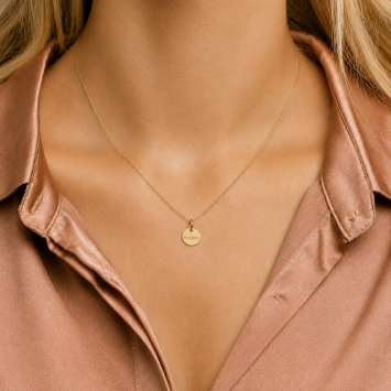 14K gouden ronde hanger 10 mm met persoonlijke gravure