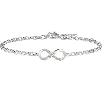 Zilveren infinity armband met zirkonia's