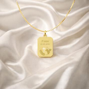 Gepersonaliseerde gouden Communie Hanger met Naam en Datum