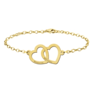 Gouden armband met twee hartjes