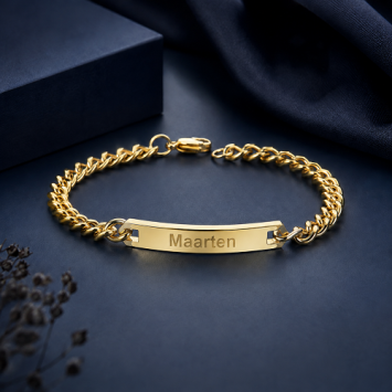 7mm goud stalen armband met plaat