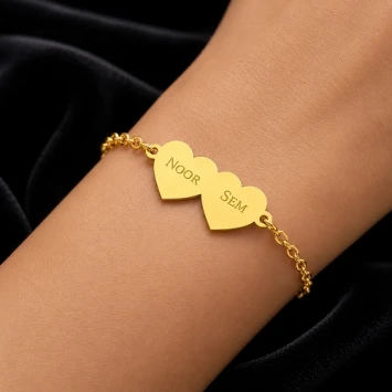 Gouden armband met twee hartjes Names4ever