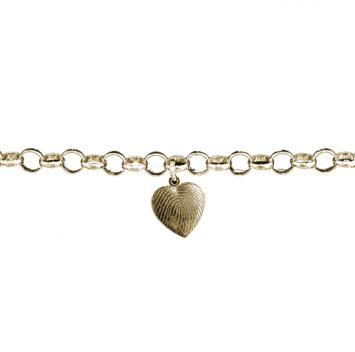 Gouden armband met vingerafdruk in hartje