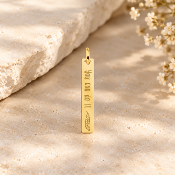 Gouden Bar naamketting hanger met gravure en Veer Names4Ever