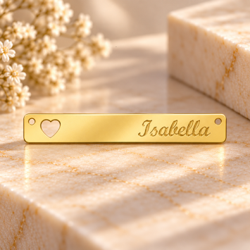 Gouden Bar naamketting met Hartje Names4Ever