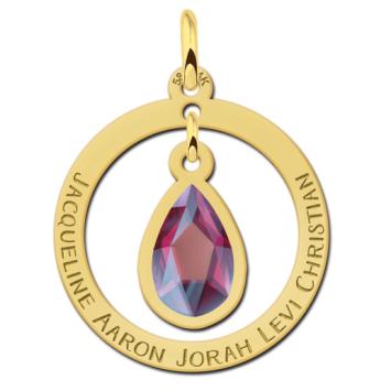 Gouden druppel hanger met steen