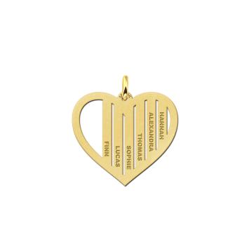 Gouden familiehanger hart met namen