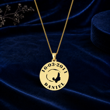 Gouden babyhanger jongen met naam en datum