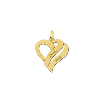 Ketting hanger hartvorm goud met twee namen