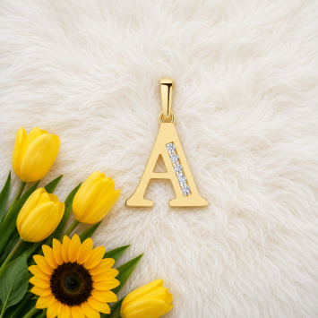 Gouden hanger letter zirkonia