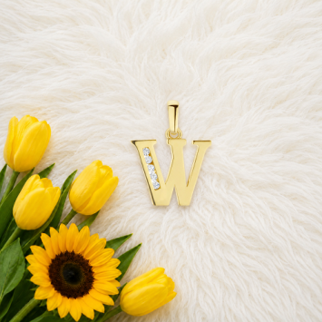 Gouden hanger letter zirkonia