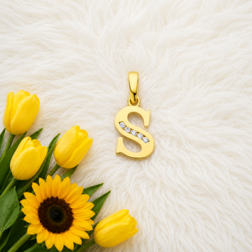Gouden hanger letter zirkonia