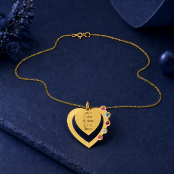 Gouden Hart hanger met geboortestenen