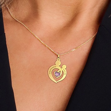 Gouden hart ketting met steen en gravure