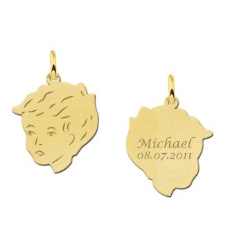 Gouden jongens kinderkopje met achterkant gravure Names4ever