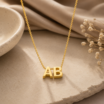 Gouden ketting 1mm met 2 initialen